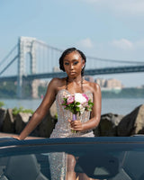 Charming Sweetheart Strapless Sleeveless Mermaid Wedding Dresses Floor Length Gem With High Split