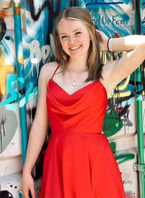 A-Line/Princess Cowl Neck Spaghetti Straps Sleeveless Chiffon Short/Mini Homecoming Dresses