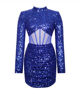 Sheath/Column High Neck Short/Mini Sequined Homcoming Dress