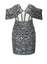 Sheath/Column Off-the-Shoulder Short/Mini Sequined Homecoming Dress