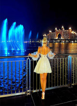 A-Line Sweetheart Long Sleeves Short/Mini Homecoming Dresses