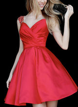 A-Line Sweetheart Short/Mini Satin Homecoming Dresses With Rhinestone