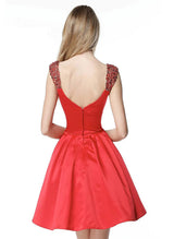 A-Line Sweetheart Short/Mini Satin Homecoming Dresses With Rhinestone
