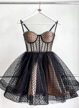 A-Line Sweetheart Sleeveless Short/Mini Tulle Homecoming Dresses