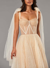 A-Line Sweetheart Tulle Homecoming Dresses With Bow(s)/Rhinestone