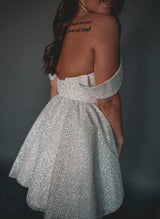 A-Line Off-The-Shoulder Knee-Length Sequined Homecoming Dresses