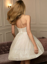 A-Line Strapless Sleeveless Short/Mini Sequined Homecoming Dresses