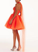 Sexy A-Line Halter Sleeveless Short/Mini Tulle Homecoming Dresses