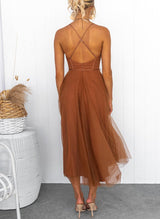 A-Line Sweetheart Sleeveless Tea-Length Tulle Homecoming Dresses