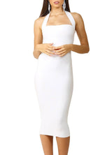 Halter Open Back Sheath/Column Simple Homecoming Dresses