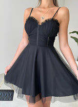 A-Line Sweetheart Sleeveless Short/Mini Tulle Homecoming Dresses