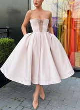 Sexy Strapless A-Line Satin Homecoming Dresses