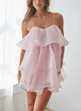 A-Line Strapless Sleeveless Short/Mini Tulle Homecoming Dresses