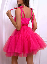A-Line Scoop Neck Sleeveless Short/Mini Tulle Homecoming Dresses