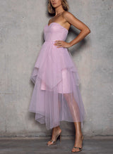 A-Line Sweetheart Sleeveless Asymmetrical Tulle Homecoming Dresses