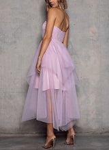 A-Line Sweetheart Sleeveless Asymmetrical Tulle Homecoming Dresses