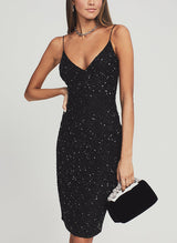 Sheath/Column V-Neck Sleeveless Sequined Homecoming Dresses