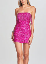 Sheath/Column Strapless Short/Mini Sequined Homecoming Dresses