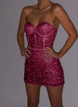 Sheath/Column Sweetheart Sleeveless Short/Mini Sequined Homecoming Dresses