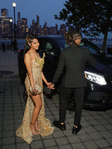 Romantic V-Neck Strapless Sleeveless Mermaid Wedding Dresses Sheath Gem With High Split