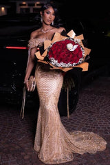 Classic Off-The-Shoulder Mermaid Wedding Dresses Column Long With Gem