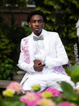 Latest White Coat 3 Pieces One Button Prom Suits Shawl Lapel Homecoming Tuxedo