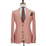 3 Piece Coral Pink Two Buttons Peak Lapel Gorgeous Men's Suit-Dbrbridal