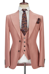 3 Piece Coral Pink Two Buttons Peak Lapel Gorgeous Men's Suit-Dbrbridal