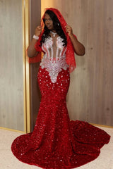 Charming Burgundy Sleeveless Sequin Wedding Dresses Mermaid Sheath With Gem
