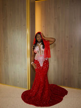 Charming Burgundy Sleeveless Sequin Wedding Dresses Mermaid Sheath With Gem