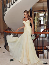 Gorgeous Daffodil Sweetheart Mermaid Prom Dress Long With Pleats On Sale