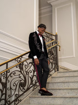 Latest Black 2 Pieces One Button Prom Men Suit Shawl Collar With Beads