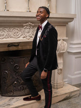 Latest Black 2 Pieces One Button Prom Men Suit Shawl Collar With Beads