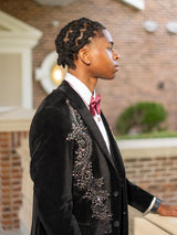 Latest Black 2 Pieces One Button Prom Men Suit Shawl Collar With Beads