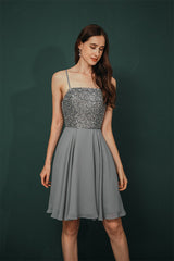 Gorgeous Beadings Silver Party Dress Halter Short Criss-cross Homecoming Dress