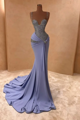 Straps Sweetheart Silver Gray Mermaid Court Train Wedding Dresses