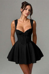 Popular A-Line Straps Sweetheart Homecoming Dress Mini Sleeveless With Pleats Bowknot