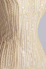 Sparkling Daffodil Spaghetti-Strap Sleeveless Evening Dresses Mermaid Beading With Zipper