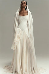 Timeless Strapless Sleeveless Chiffon Evening Dresses A-Line Lace-Up Back With Pleats