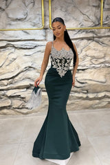 Modern Spaghetti-Straps sleeveless Mermaid Evening Dresses Sheath Gem With Pleats