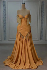 Modern Sweetheart Strapless Sleeveless Evening Dresses A-Line Beads With Pleats Tassel