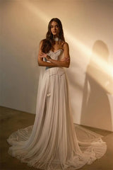 Pretty Sweetheart Strapless Sleeveless A-Line Evening Dresses Long Pleats With Lace-Up Back