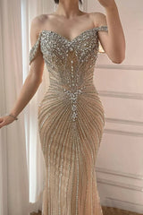 Luxury Sweetheart Off-The-Shoulder Mermaid Evening Dresses Sheath Long With Gem
