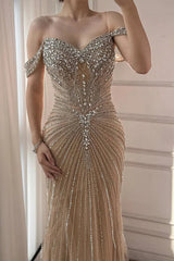 Luxury Sweetheart Off-The-Shoulder Mermaid Evening Dresses Sheath Long With Gem