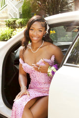 Dazzling Lilac Sweetheart Strapless Sleeveless Sequins Wedding Dresses Mermaid Beads With High Split