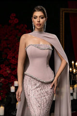 Beautiful Strapless Sleeveless Mermaid Wedding Dresses Two-Pieces Gem With Beads Ruffles