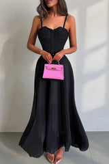 Romantic Black Sweetheart Spaghetti Straps Sleeveless Long Evening Dresses