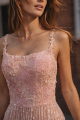 Pretty Spaghetti Straps Sleeveless Mermaid Evening Dresses Sequins With Beads Pearl