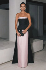 Romantic Strapless Sleeveless Satin Mermaid Evening Dresses Sheath With Zipper