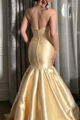 Glamorous Daffodil Sweetheart Strapless Sleeveless Satin Mermaid Evening Dresses Column With Zipper